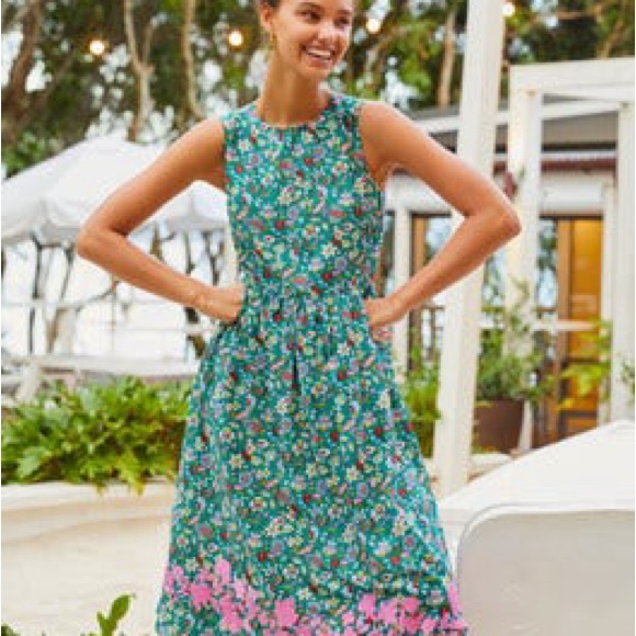 Boden Dresses & Skirts - Embroidered Cotton Midi Dress
Green, Kaleidoscopic Floral NWOT